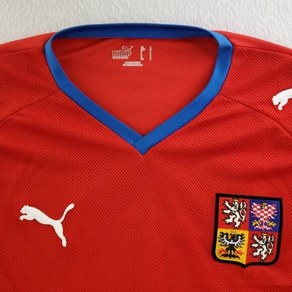 Puma Czech Republic Soccer Jersey USP 2008-09 Home Shirt Crest Men's Large - Picture 4 of 13